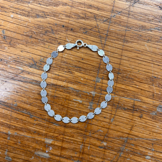 Estate Sterling Silver Disc Chain Bracelet - 7.5"L