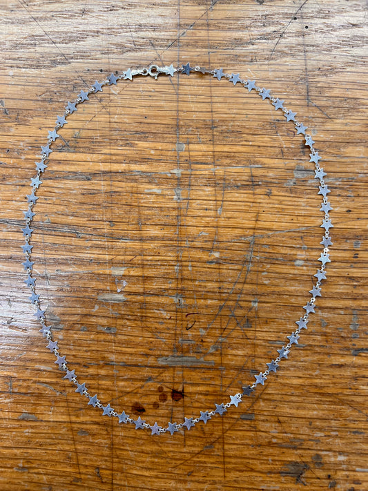 Estate Sterling Silver Star Chain Necklace - 17.75"L