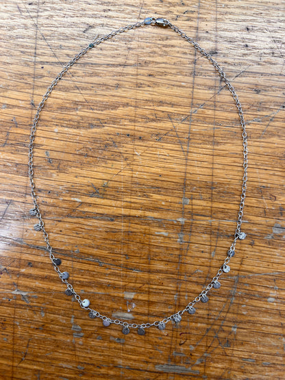 Estate Sterling Silver Dangly Disc Chain Necklace - 18"L