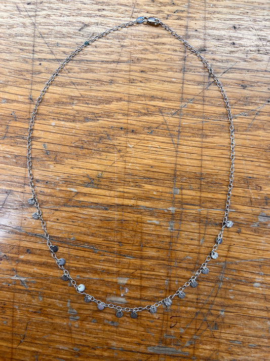 Estate Sterling Silver Dangly Disc Chain Necklace - 18"L