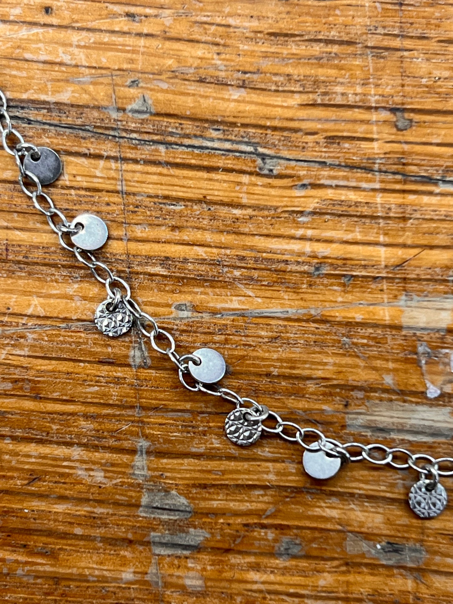 Estate Sterling Silver Dangly Disc Chain Necklace - 18"L