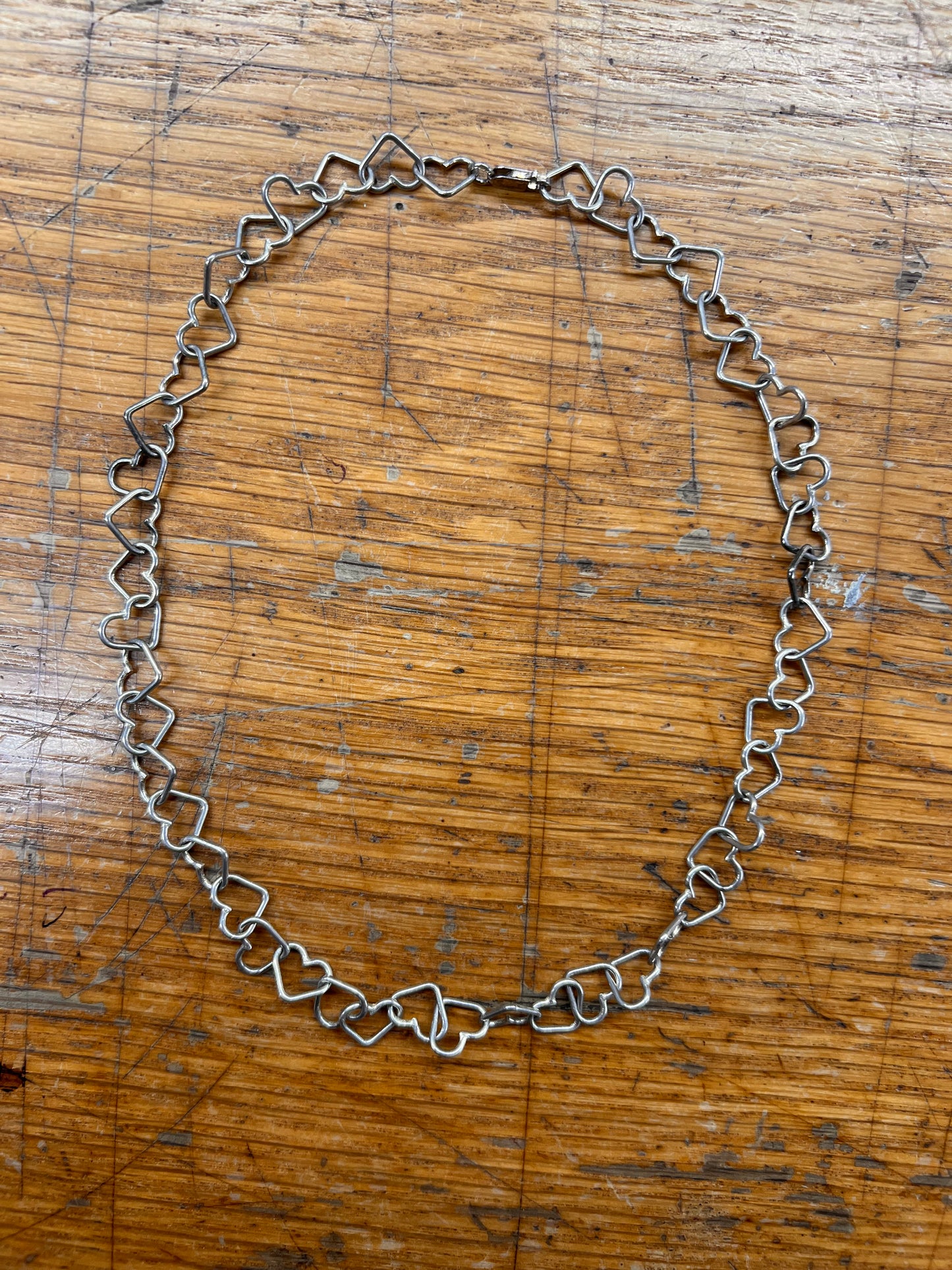 Estate Sterling Silver Heart Chain Necklace - 16.75"L