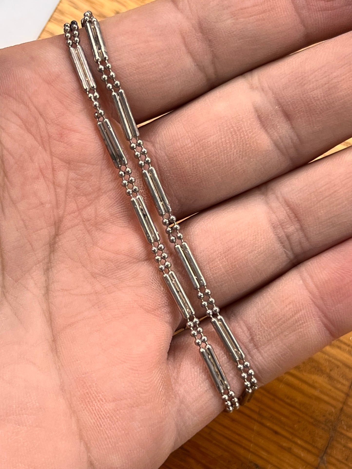 Estate Sterling Silver Fancy Bar Link Necklace - 16"L