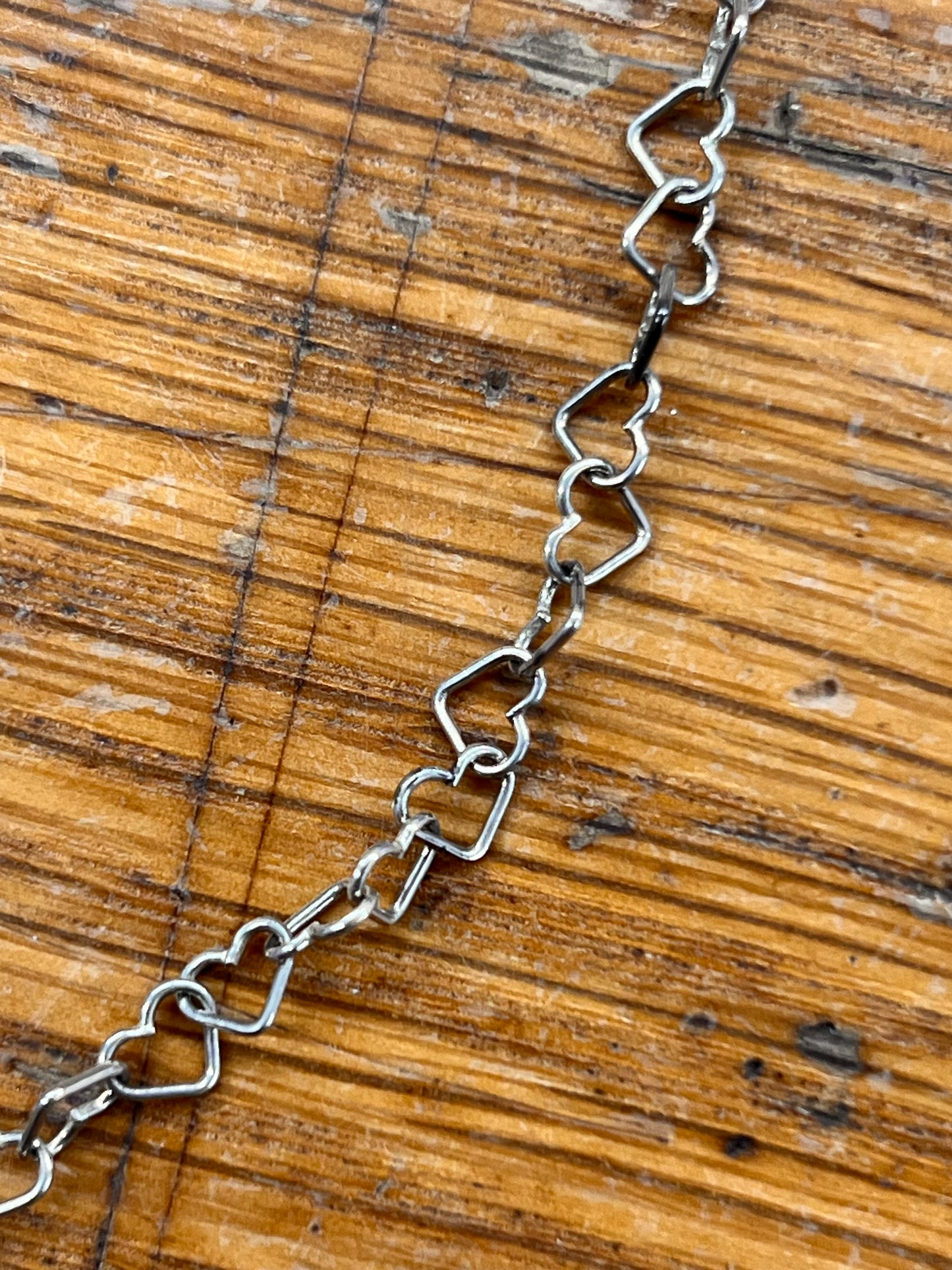 Estate Sterling Silver Mini Heart Chain Necklace - 16.25"L