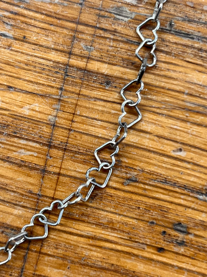 Estate Sterling Silver Mini Heart Chain Necklace - 16.25"L