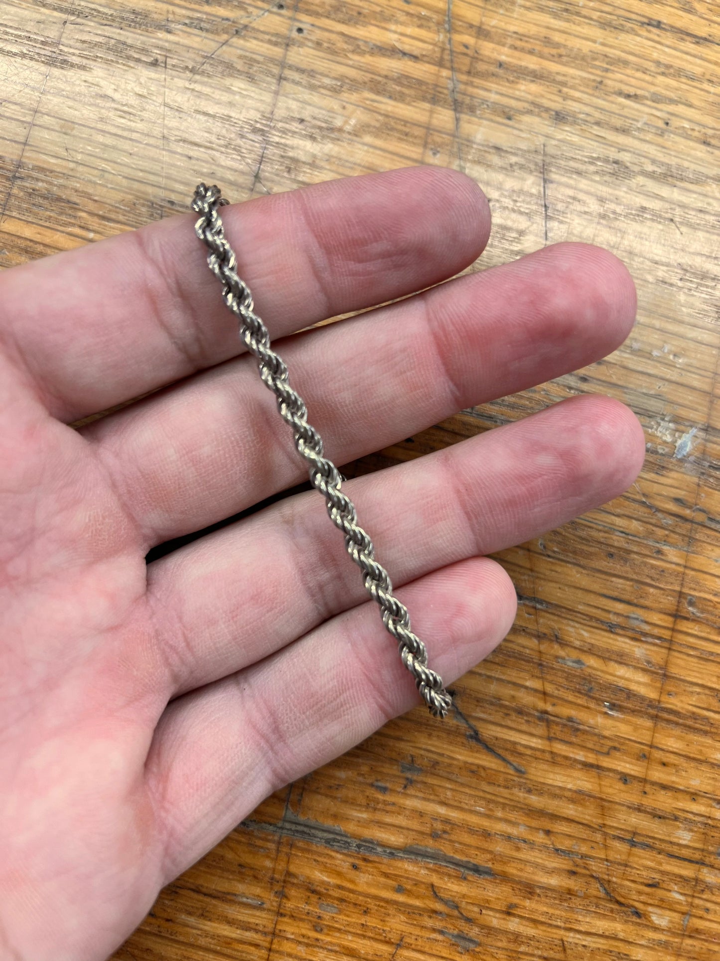 Estate Sterling Silver Braided Rope Chain Bracelet - 7.75"L