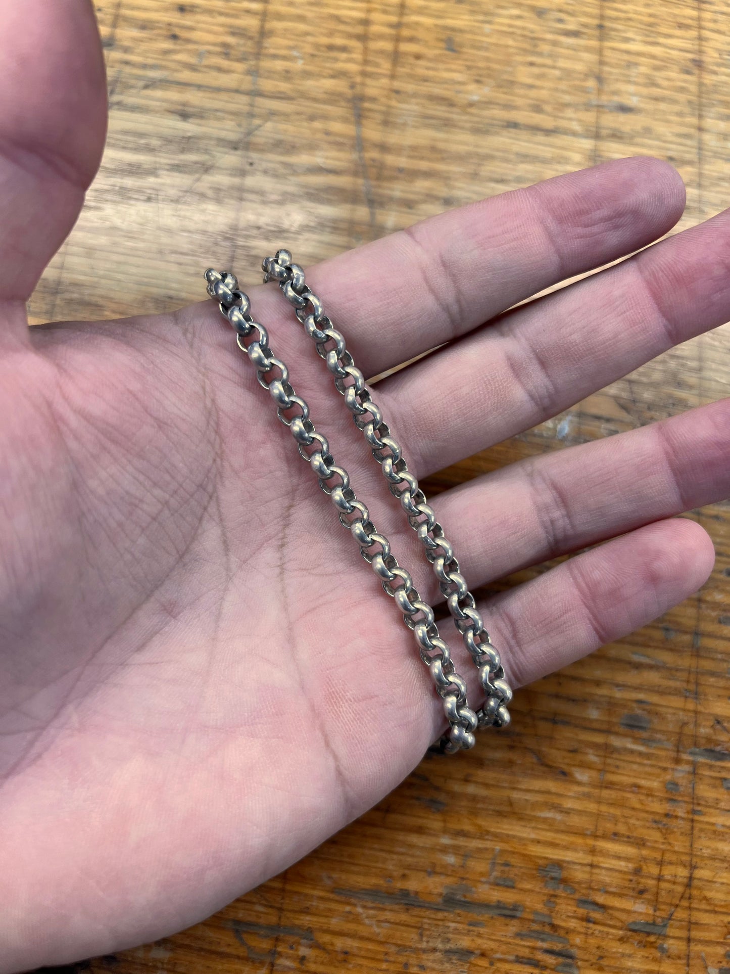Vintage Sterling Silver Belcher Chain Necklace - 20"L