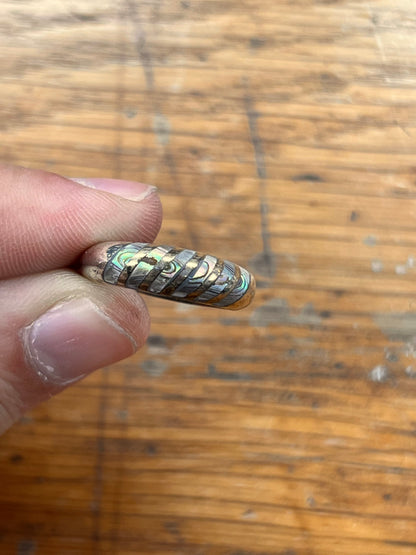 Estate Mother of Pearl + Sterling Silver Striped Ring - Sz. 7.75