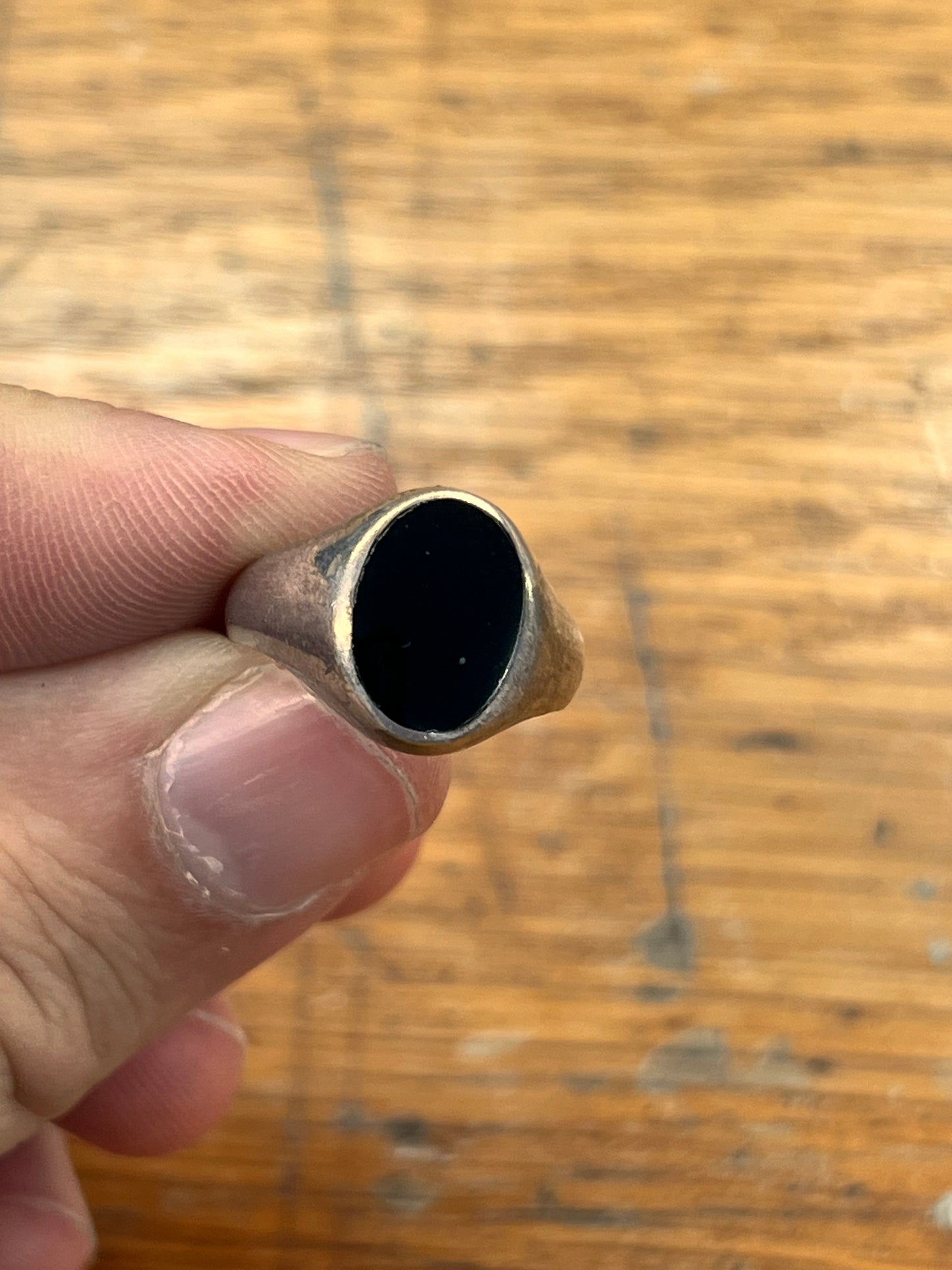 Estate Onyx + Sterling Silver Signet Ring - Sz. 5.75