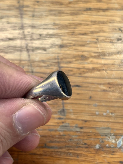 Estate Onyx + Sterling Silver Signet Ring - Sz. 5.75