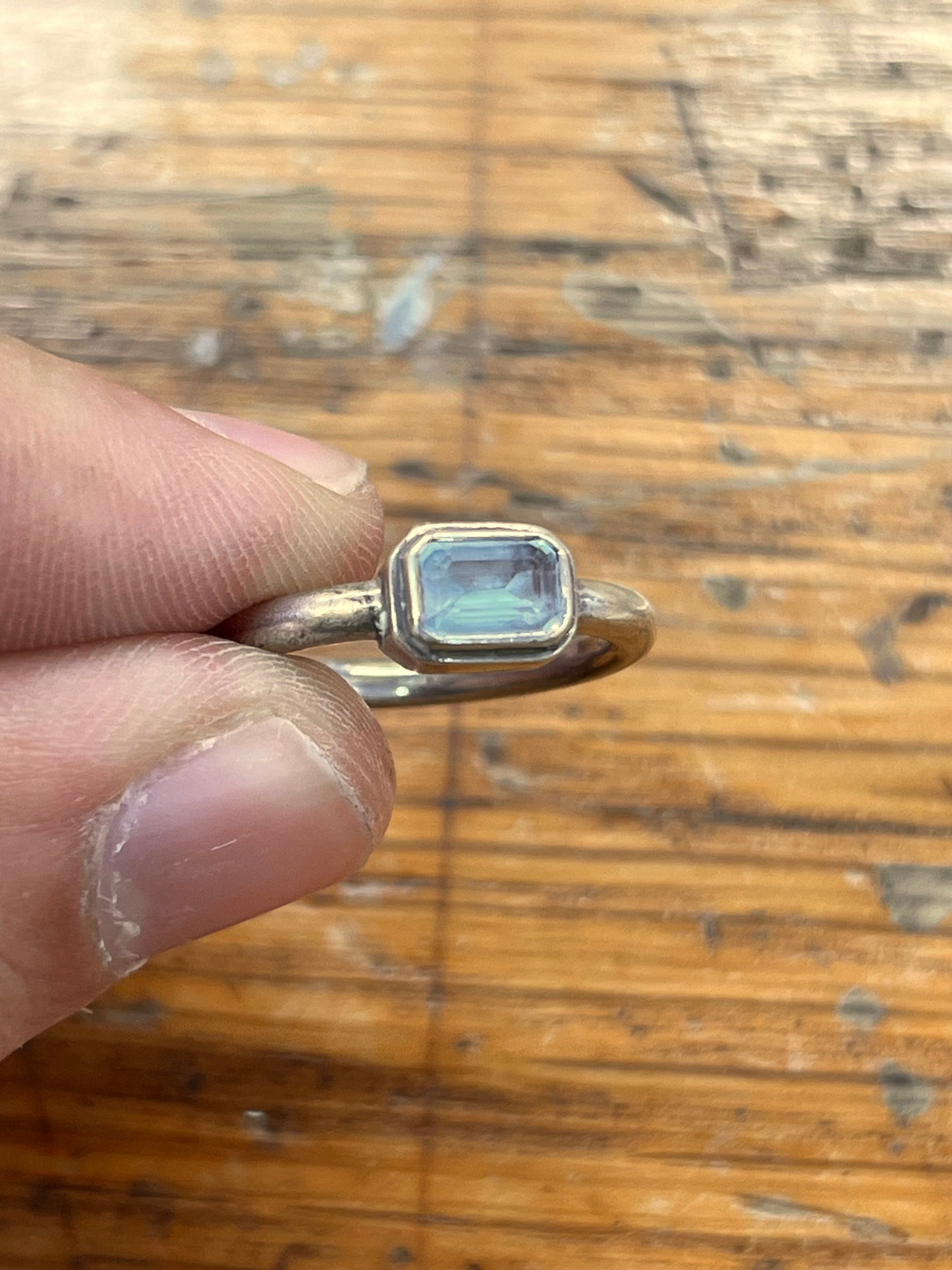 Estate Blue Topaz + Sterling Silver Ring - Sz. 5.75
