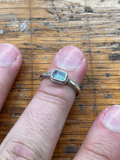 Estate Blue Topaz + Sterling Silver Ring - Sz. 5.75