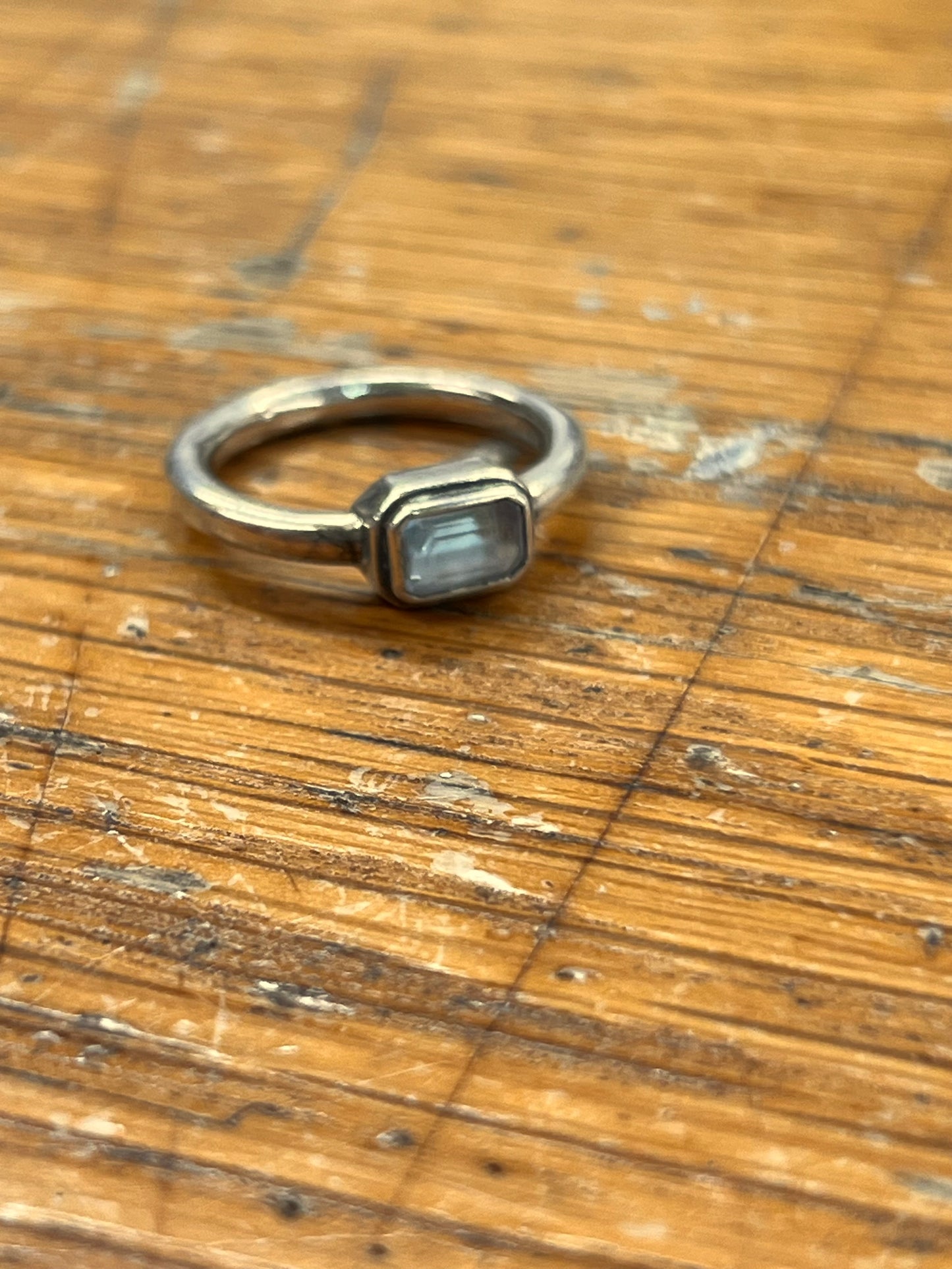 Estate Blue Topaz + Sterling Silver Ring - Sz. 5.75