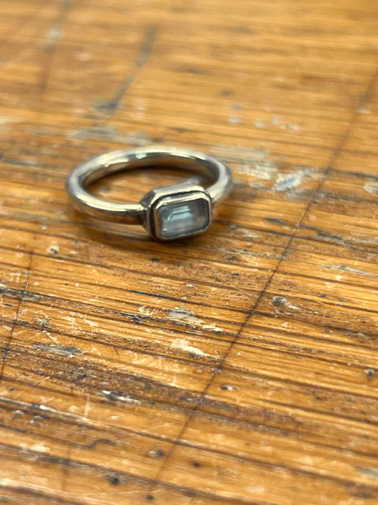 Estate Blue Topaz + Sterling Silver Ring - Sz. 5.75
