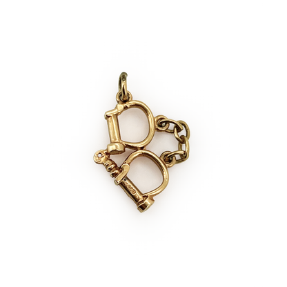 Vintage 9ct Yellow Gold Handcuffs Charm