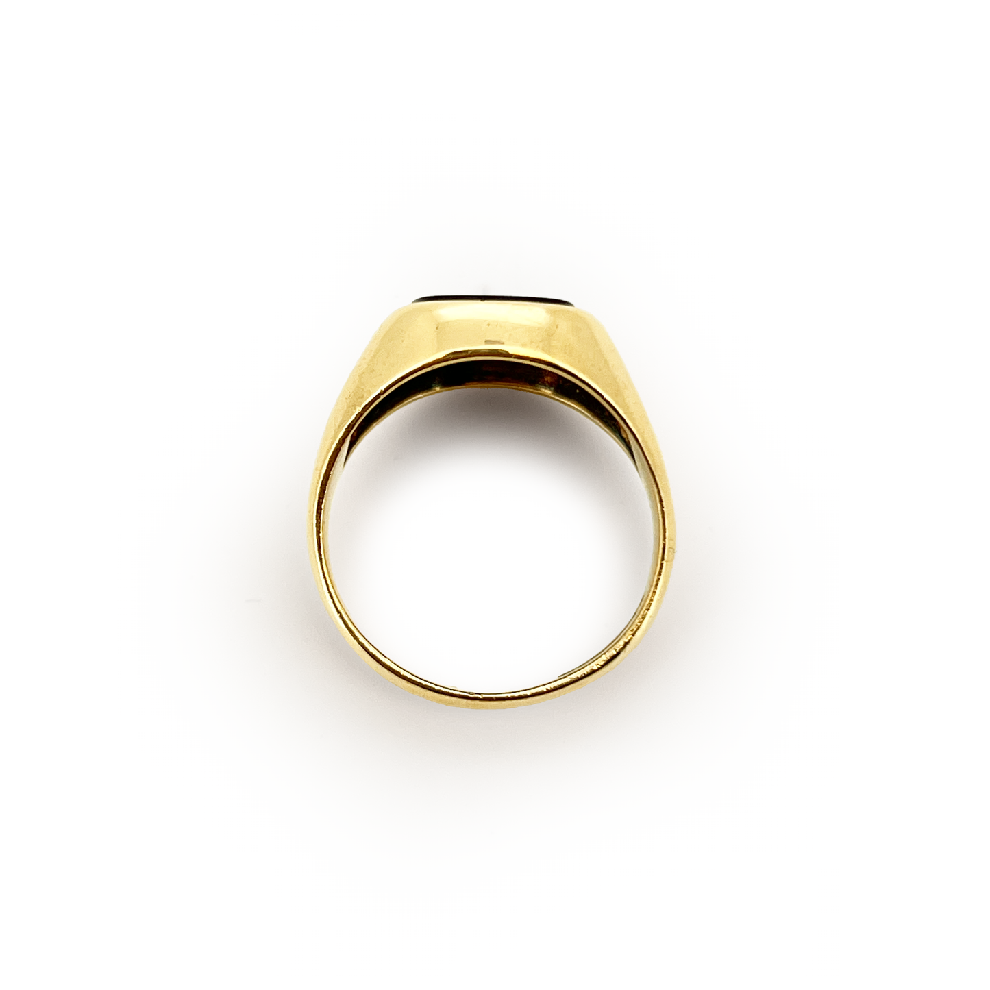 Vintage Onyx + Diamond + 9ct Yellow Gold Signet Ring - Sz. 7.75