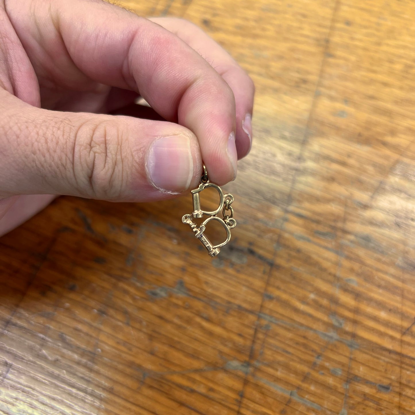 Vintage 9ct Yellow Gold Handcuffs Charm