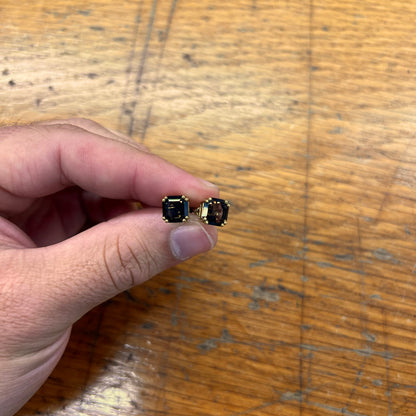 Vintage Smoky Topaz + 9ct Yellow Gold Earrings