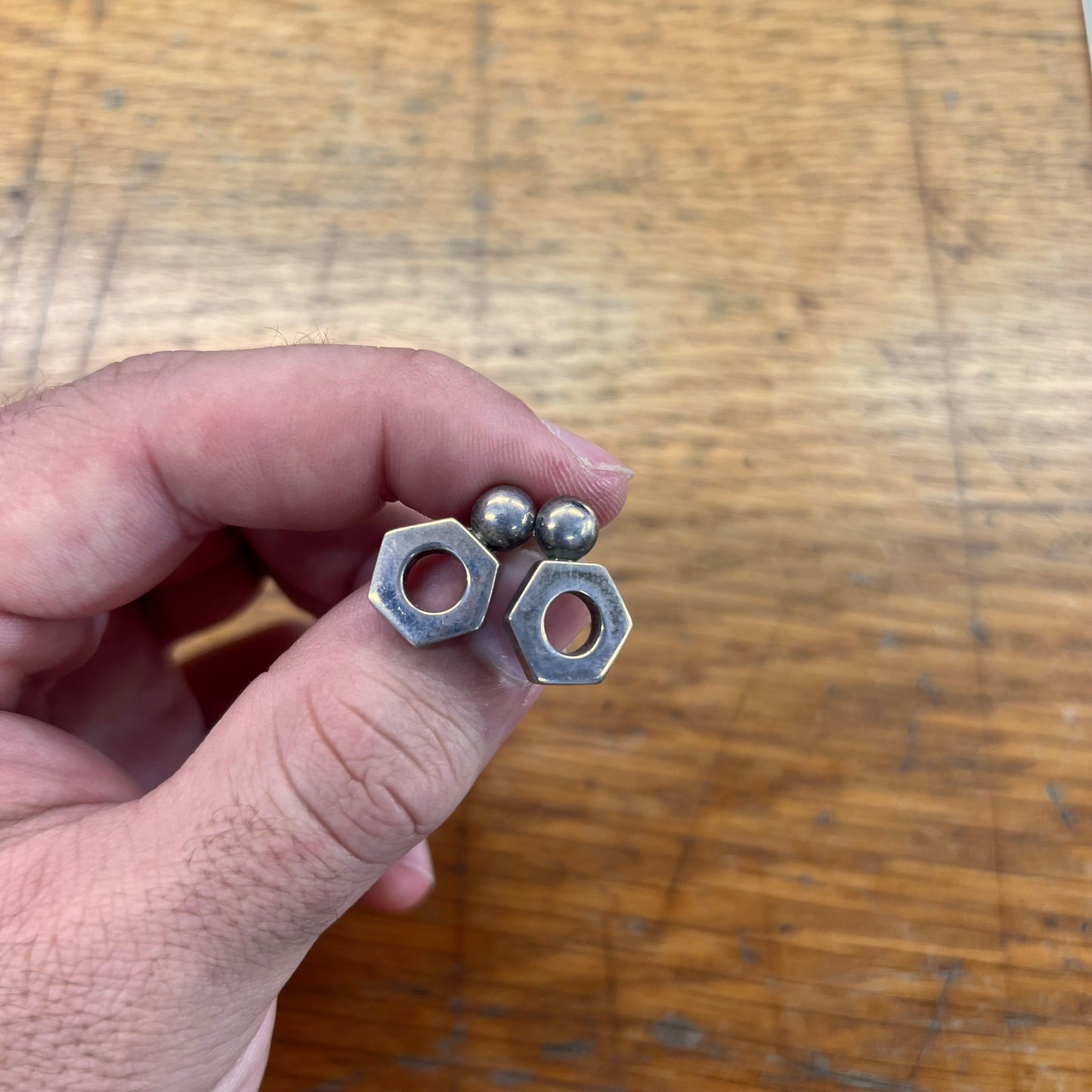 Vintage + Sterling Silver Hex Drop Earrings