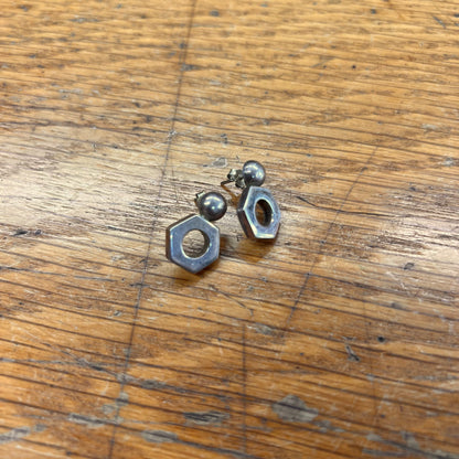 Vintage + Sterling Silver Hex Drop Earrings