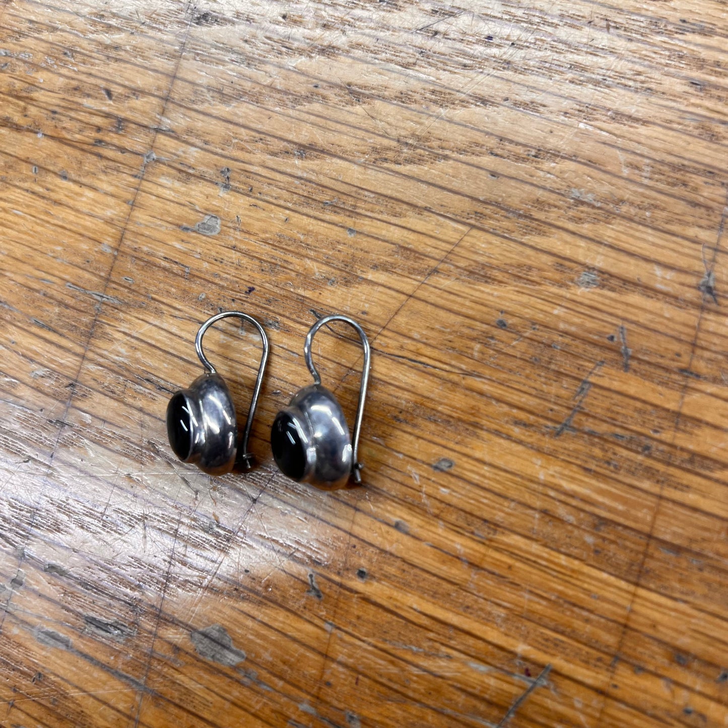 Vintage Onyx + Sterling Silver Earrings