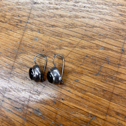 Vintage Onyx + Sterling Silver Earrings