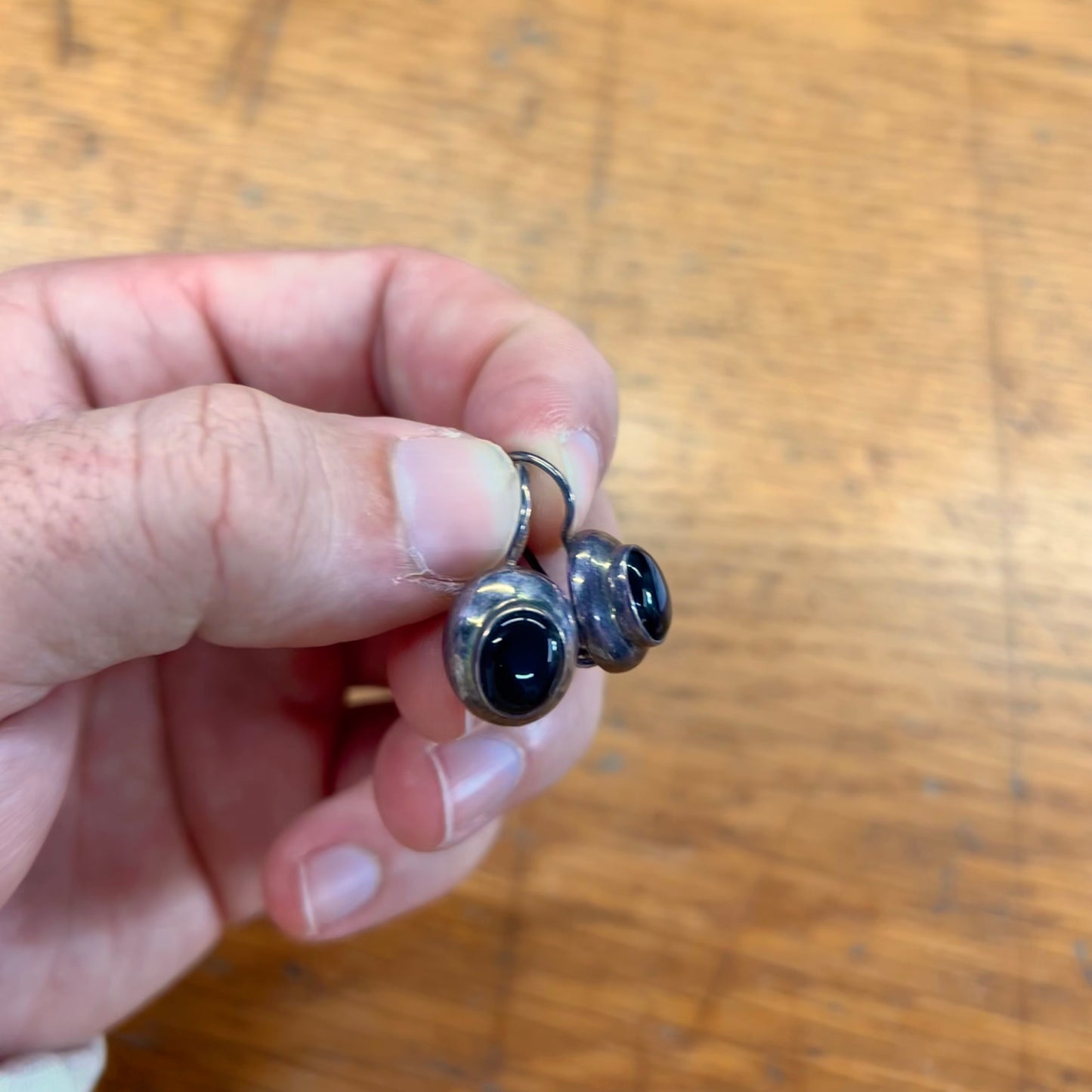 Vintage Onyx + Sterling Silver Earrings