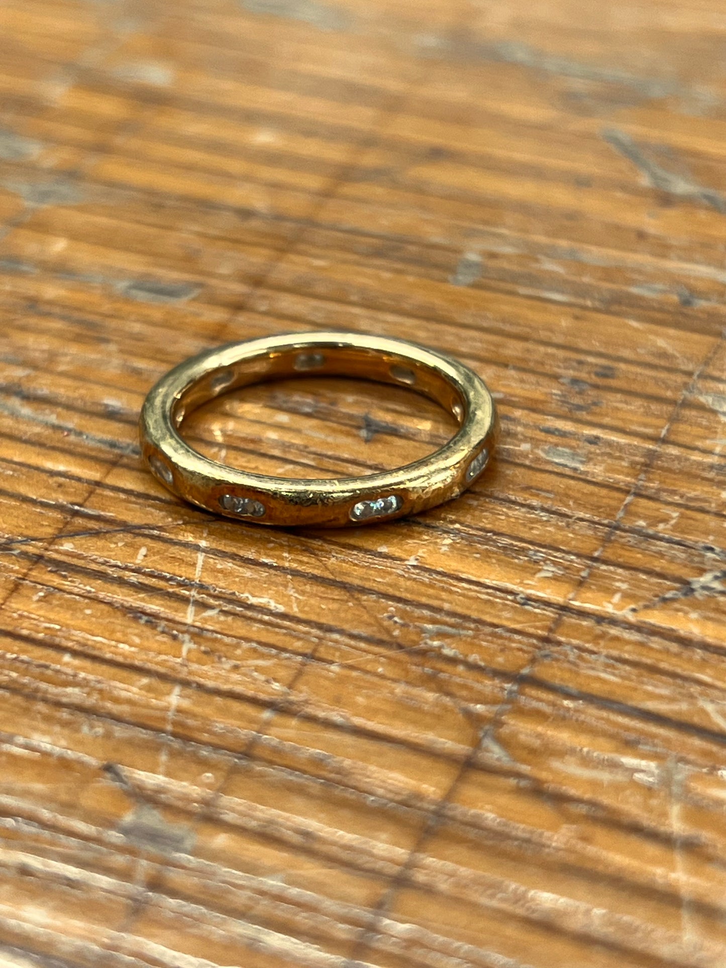 Vintage Zirconia + Gold Plated Sterling Silver Eternity Ring - Sz. 5.25