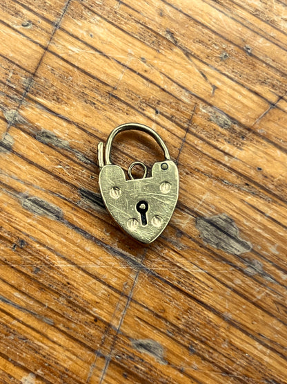 Vintage Small 9ct Yellow Gold Heart Lock Charm