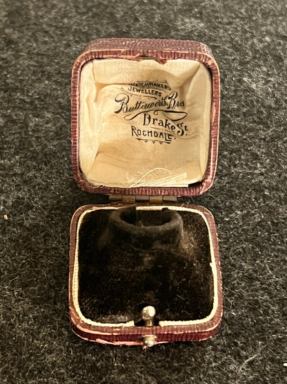 Antique Burgundy Butterworth Bros Leather Ring Box