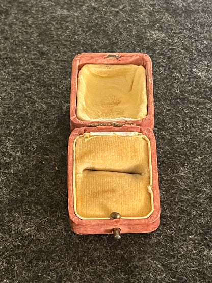 Antique Pink Leather Russian Ring Box
