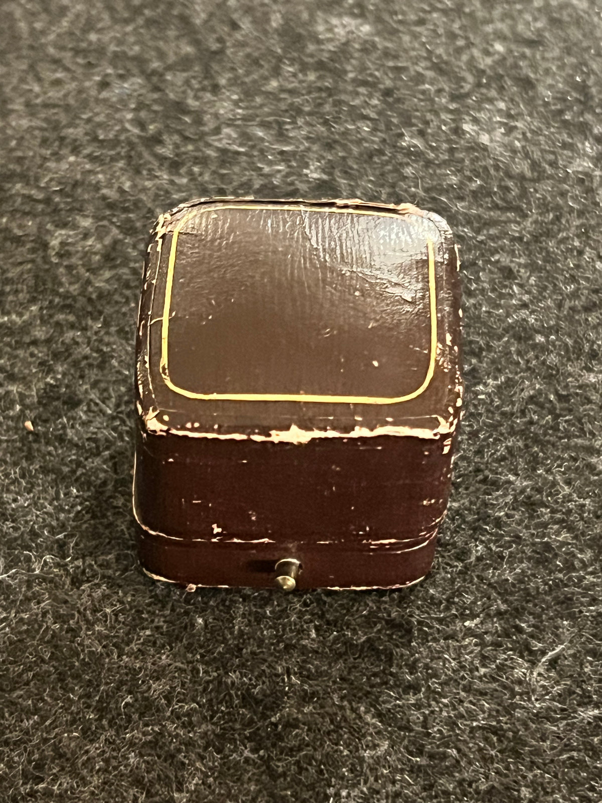 Antique Brown Leather Ring Box