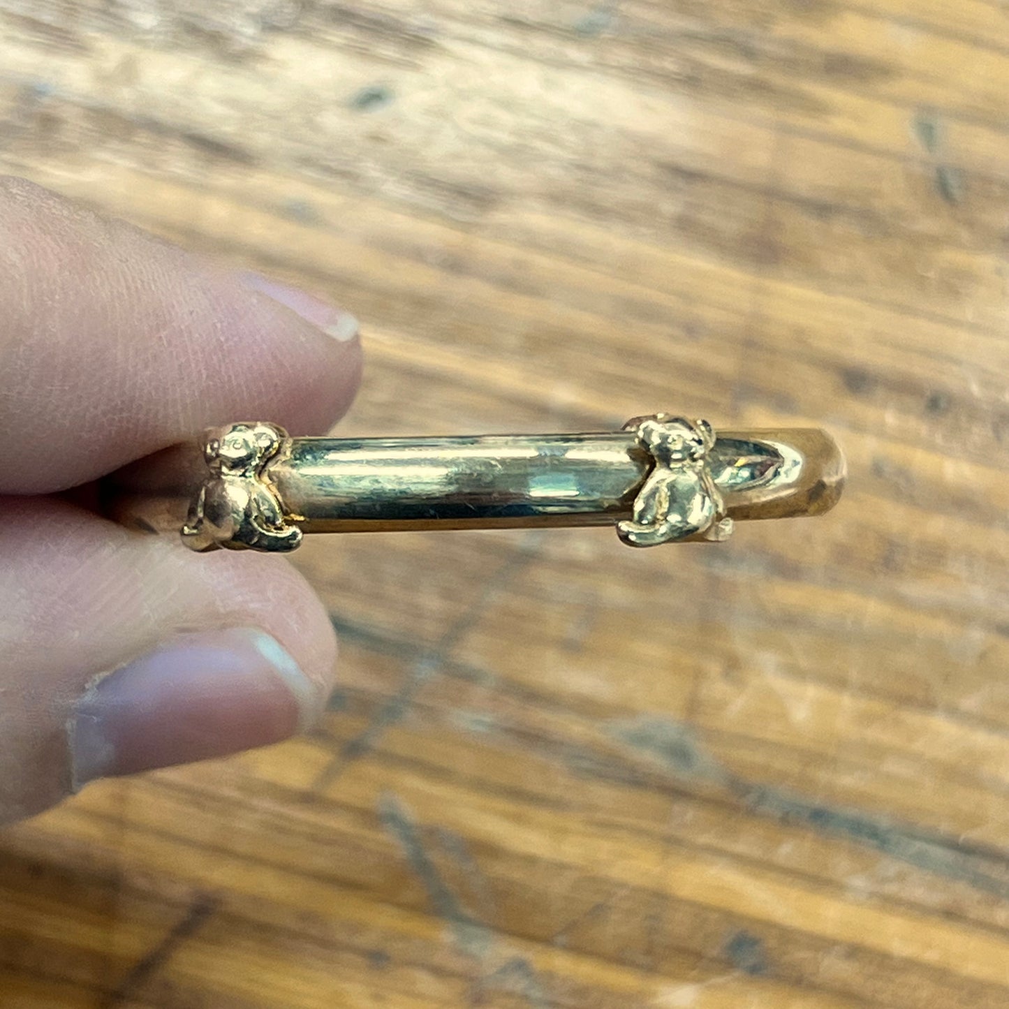 Vintage 9ct Yellow Gold Teddy Bear Baby Bracelet