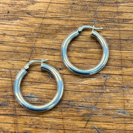 Vintage Sterling Silver Tube Hoops