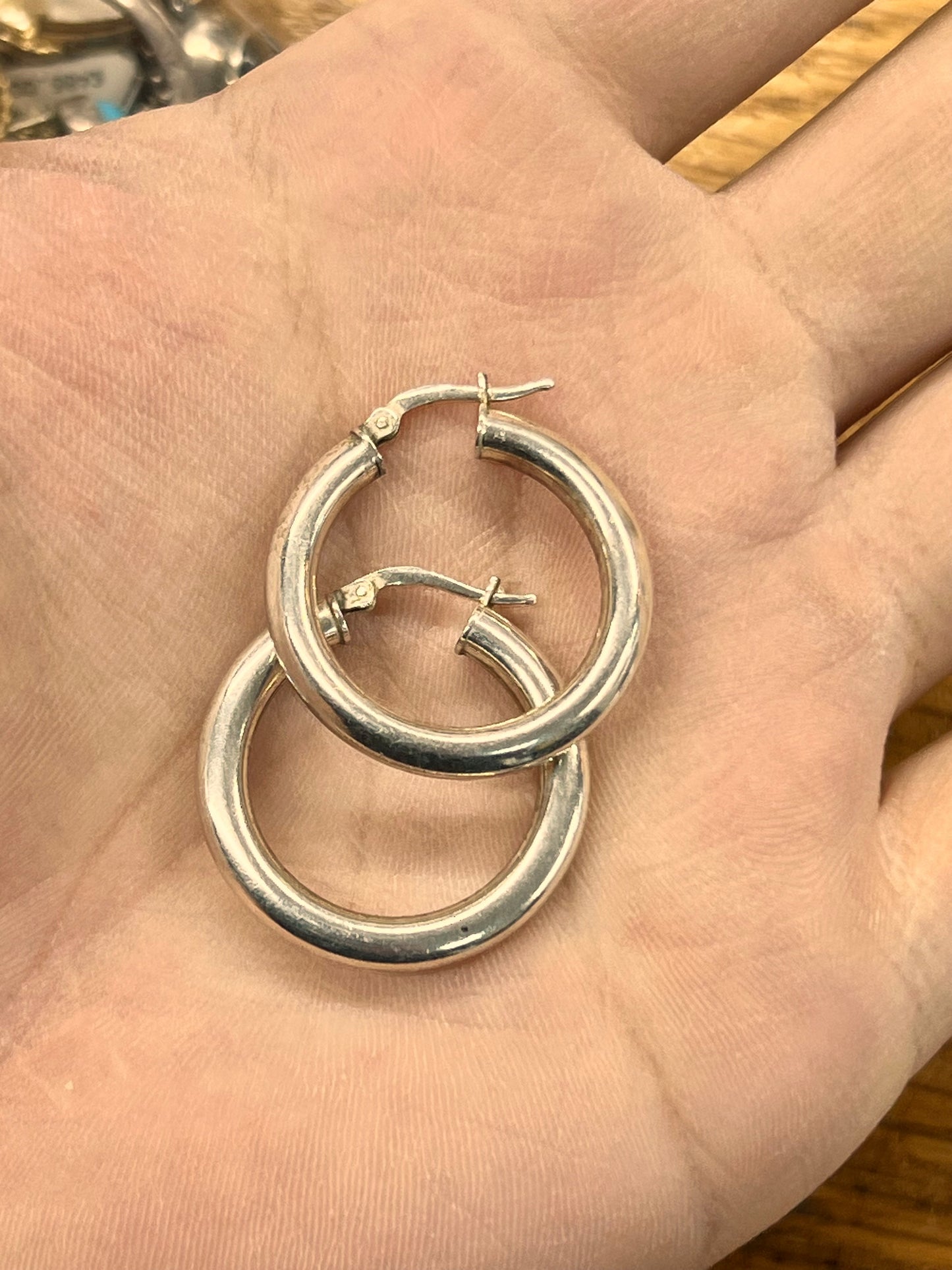 Vintage Sterling Silver Tube Hoops