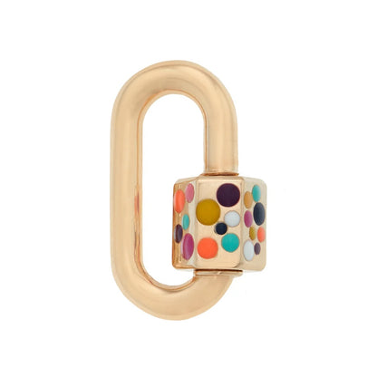 Polka Dot Enamel Chubby Medium Lock - Yellow Gold