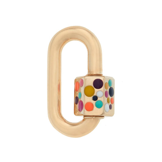 Polka Dot Enamel Chubby Medium Lock - Yellow Gold