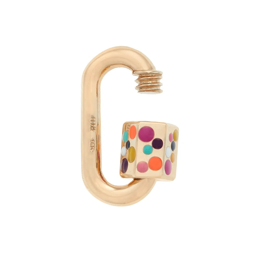 Polka Dot Enamel Chubby Medium Lock - Yellow Gold