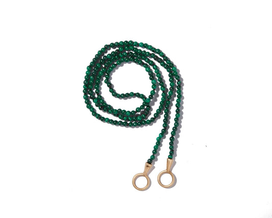Malachite Itty Bitty Strand with Yellow Gold Loops - 16''