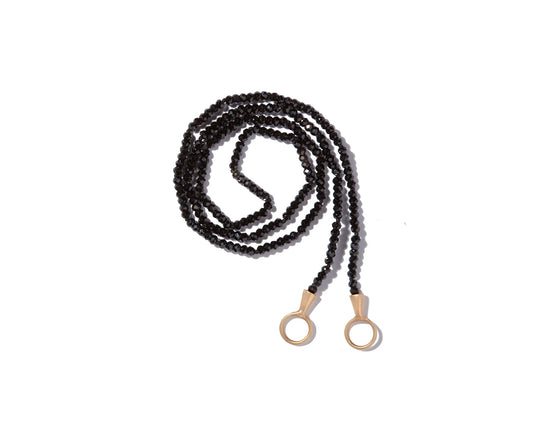 Black Spinel Itty Bitty Strand with Yellow Gold Loops - 16''