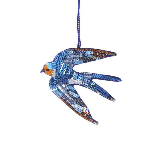 STITCHED & SEQUIN SWALLOW ORNAMENT