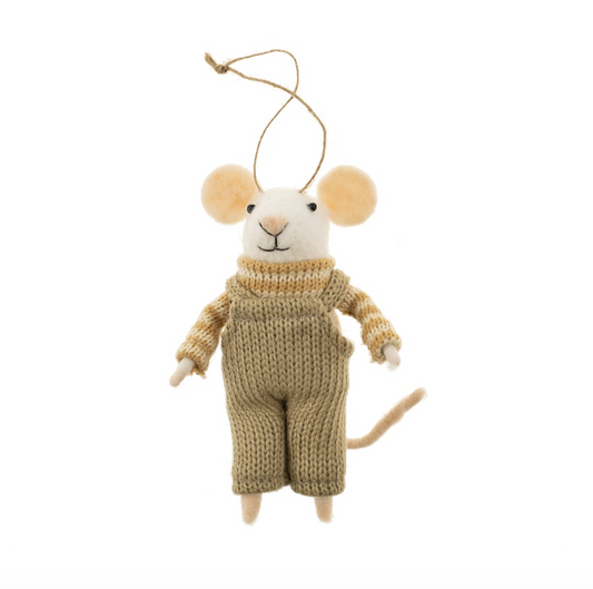 Overalls Olive Mouse Ornament