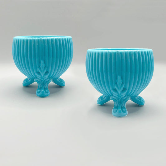 Vintage Blue Milk Glass Sundae Bowl