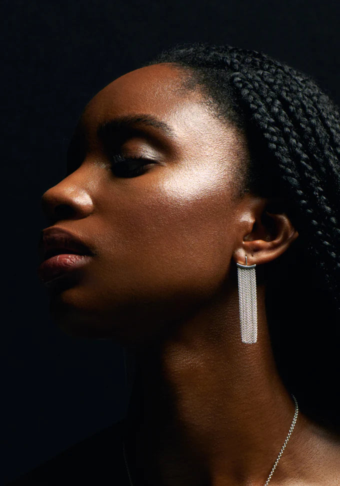 Fringe Silver Curved Earrings