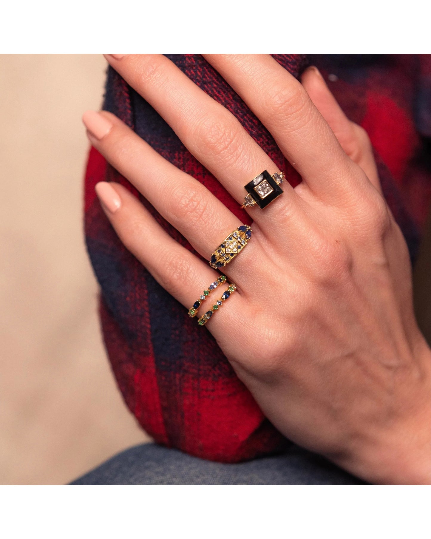 Ginger Art Deco Ring - Blue