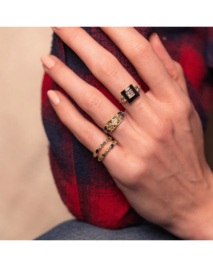 Ginger Art Deco Ring - Blue