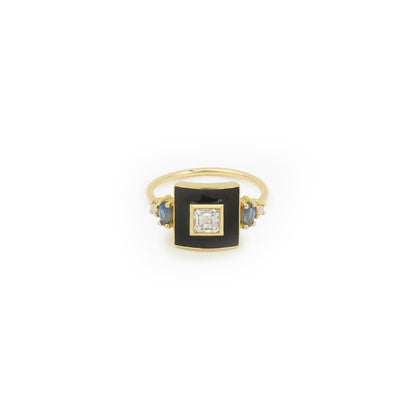 Ginger Art Deco Ring - Blue