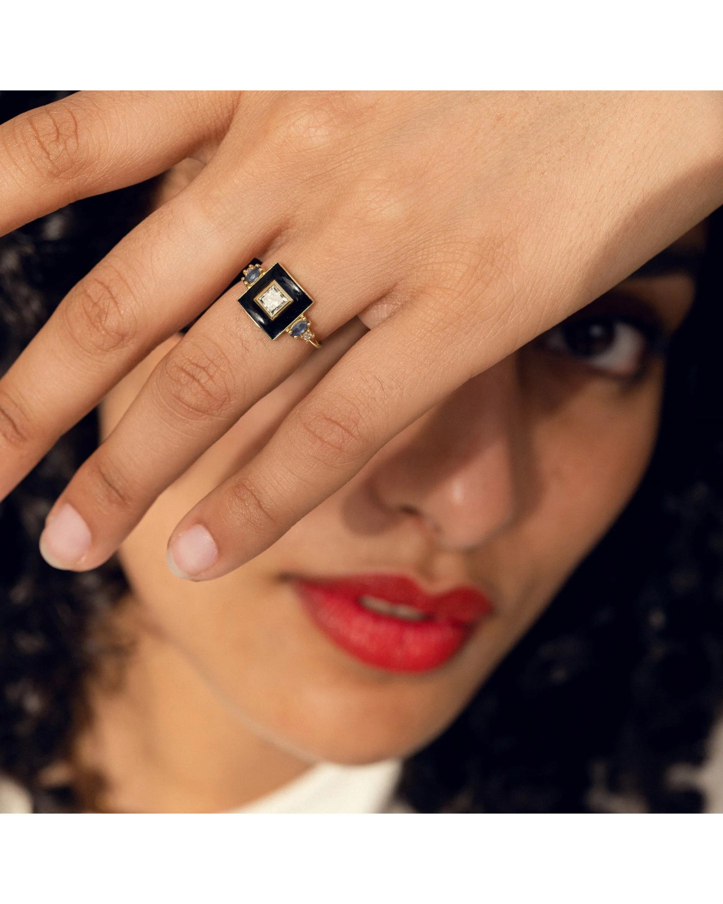 Ginger Art Deco Ring - Blue