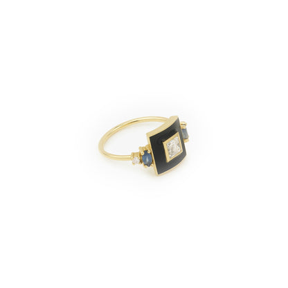Ginger Art Deco Ring - Blue