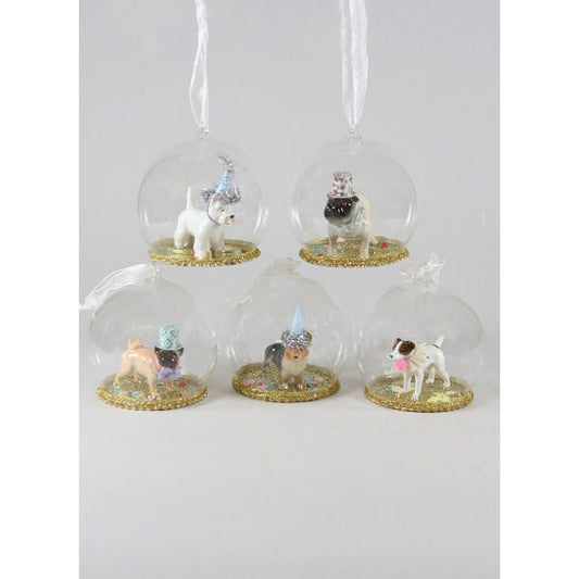 GOLD DOG GLOBES Ornament - 5 ASST'D